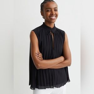 H&M Black Pleated Blouse